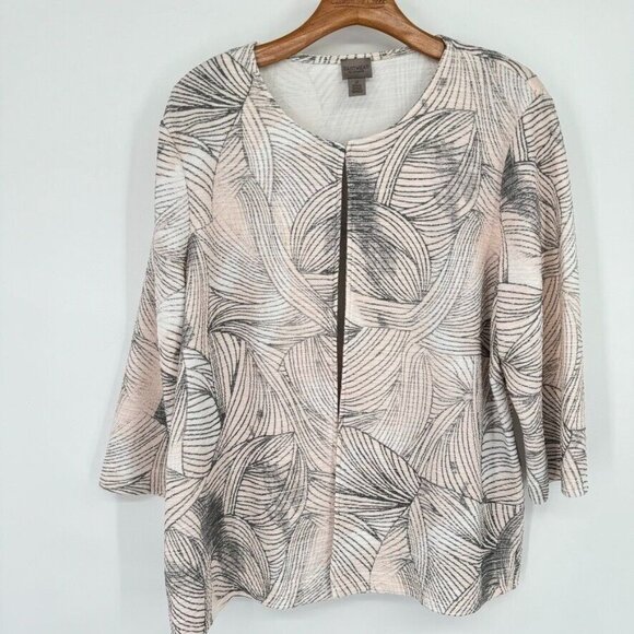 Chico's 2 Easywear womens knit Cardigan Jacket pink gray Crinkle size large - Picture 3 of 11